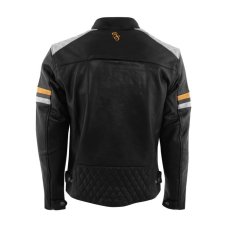 Kožená bunda na motorku RUSTY STITCHES Jari V2 (černá/šedá,zlatá)