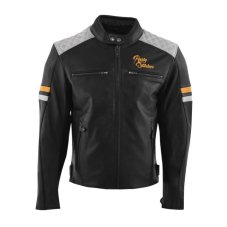 Kožená bunda na motorku RUSTY STITCHES Jari V2 (černá/šedá,zlatá)