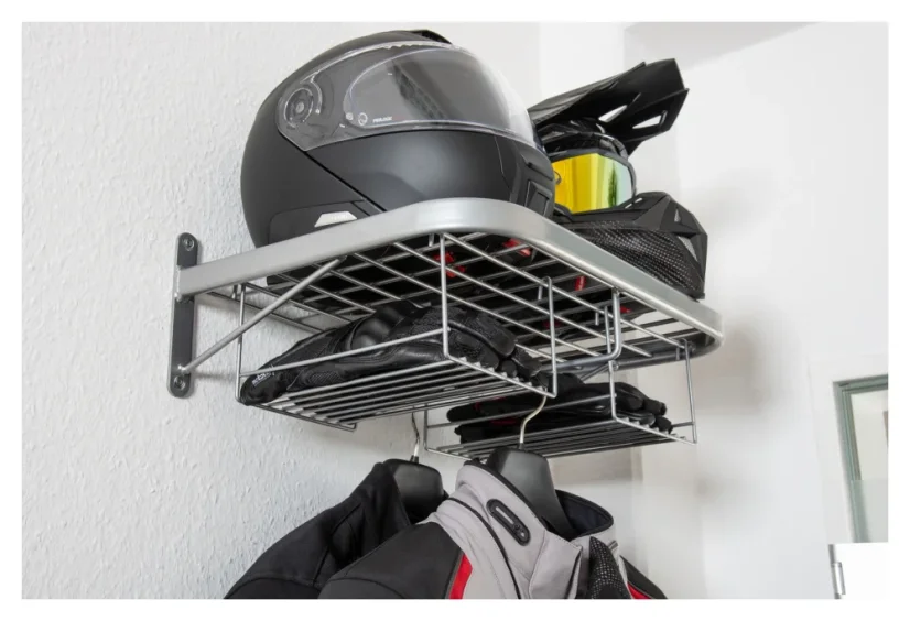 Moto věšák a police pro Bikery Duo (stříbrný)