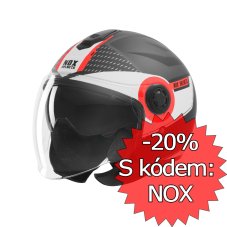 Moto přilba NOX N182 Round (černá matná/červená) 2026