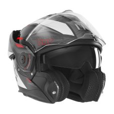 Překlopná přilba na motorku NOX PREMIUM SPINNER ARK (lesklá černá/červená/bílá)