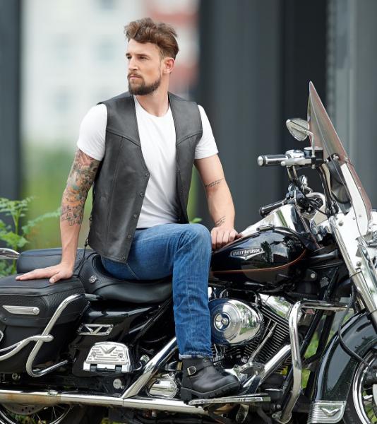 Kožená vesta na motorku Büse šněrovací pánská