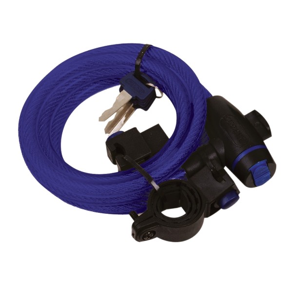 Zámek na motocykl OXFORD Cable Lock modrý, délka 1,8m