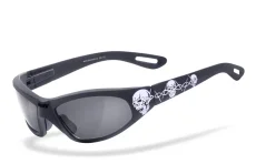 Moto brýle Helly Black Angel Skull stříbrný tribal / pevné pouzdro