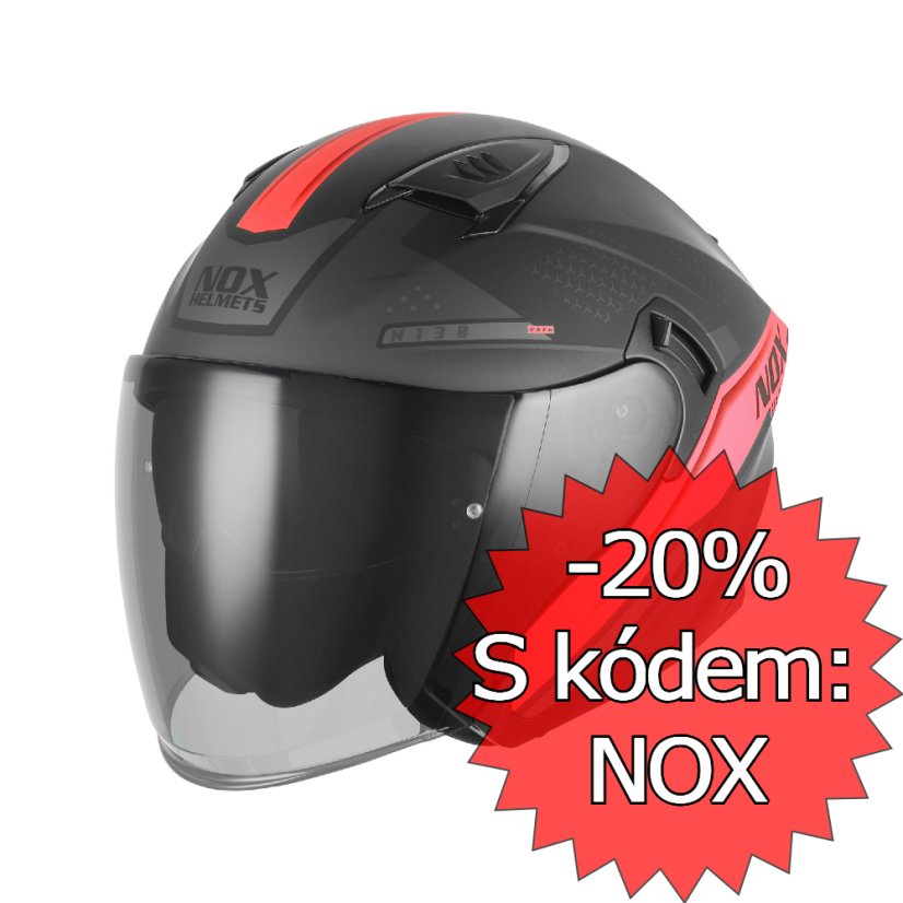 Moto přilba NOX N130 Ekto (černá matná/červená) 2026