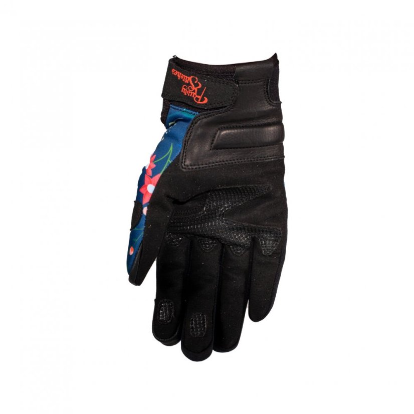 Rukavice na motorku Rusty Stitches Bonnie V2 (Navy modrá/kytky) dámské
