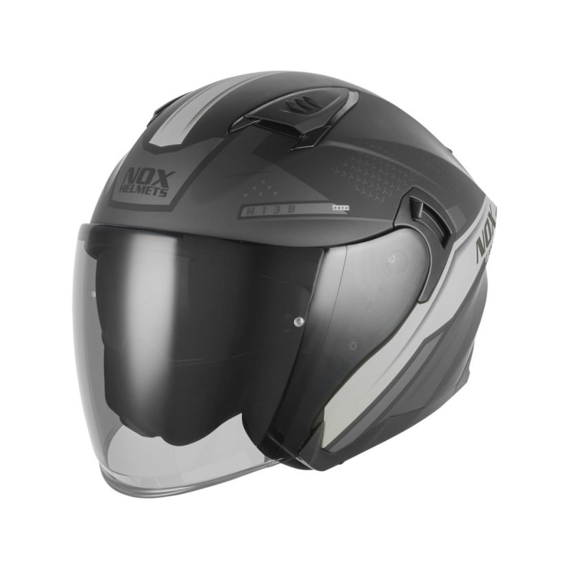 Moto přilba NOX N130 Ekto (černá matná/stříbrná) 2026
