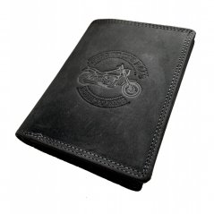 Kožená peněženka s motorkou (černá)