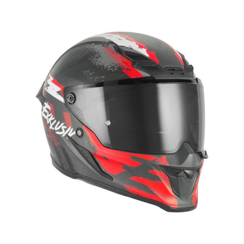 Přilba na motorku NOX EXKLUSIVE Goliath Cut'D (černá matná/červená)