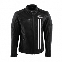 Kožená bunda na motorku RUSTY STITCHES Cooper (černá/bílá)