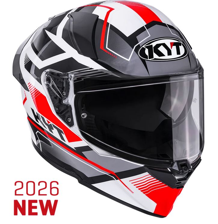 Moto přilba KYT R2R Parsec (bílá/šedá/červená)