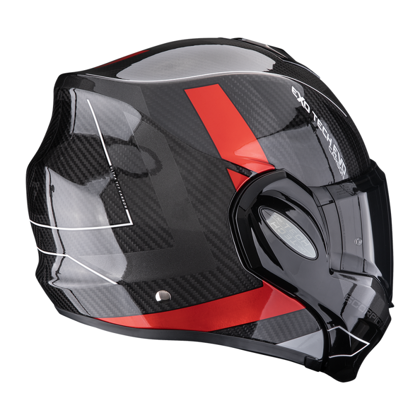 Překlopná přilba na motorku Scorpion EXO-TECH EVO CARBON CAD hologram černá/červená