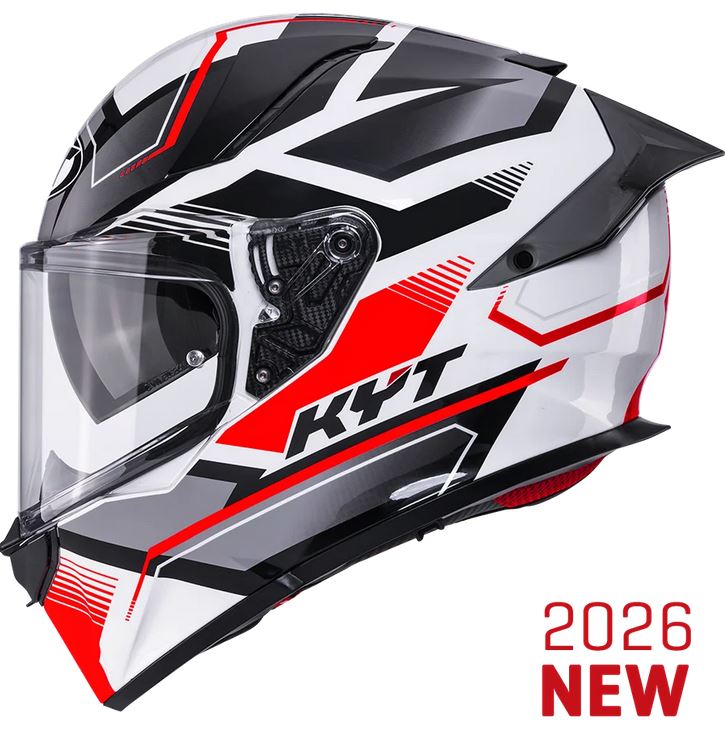 Moto přilba KYT R2R Parsec (bílá/šedá/červená)
