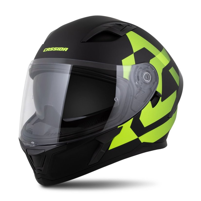 Moto přilba CASSIDA Orbit Grind (černá/žlutá fluo) matná
