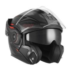 Překlopná přilba na motorku NOX PREMIUM SPINNER ARK (matná černá/červená)