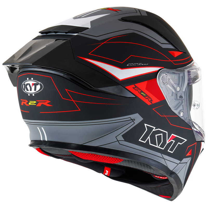 Moto přilba KYT R2R LED (černá/šedá/červená)