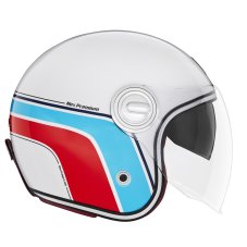 Moto retro přilba NOX PREMIUM Heritage (bílá/červená/modrá)