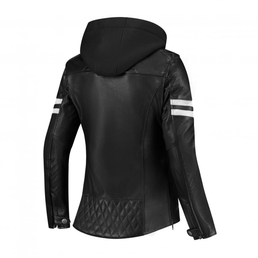 Kožená bunda na motorku RUSTY STITCHES Joyce Hooded V2 (černá/bílá) dámská