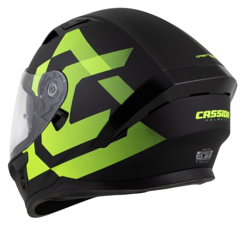 Moto přilba CASSIDA Orbit Grind (černá/žlutá fluo) matná