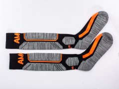 AMOQ termo ponožky na motorku dlouhé (černé/oranžové)