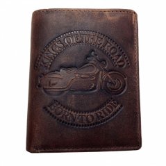 Kožená mini peněženka s motorkou (tmavě hnědá)