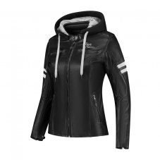 Kožená bunda na motorku RUSTY STITCHES Joyce Hooded V2 (černá/bílá) dámská