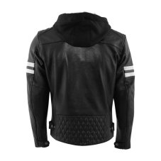 Kožená bunda na motorku RUSTY STITCHES Jari Hooded V2 (černá/bílá)