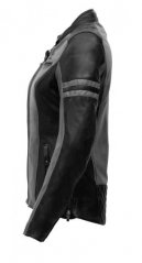 Kožená bunda na motorku RUSTY STITCHES Jack Joyce (černá/šedá) dámská