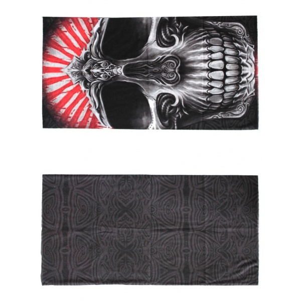 MHK  Multifunkční šátek/tunel lebka s červenými pruhy