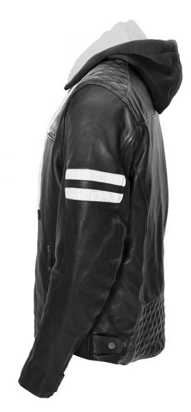 Kožená bunda na motorku RUSTY STITCHES Jari Hood (černá/bílá)