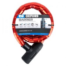 Zámek na motocykl OXFORD Barrier délka 1,4m (červený)