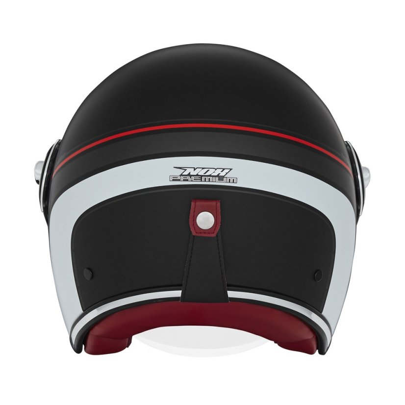 Moto retro přilba NOX PREMIUM Heritage (černá/bílá/červená) mat