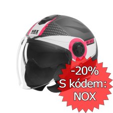 Moto přilba NOX N182 Round (černá matná/růžová) 2026