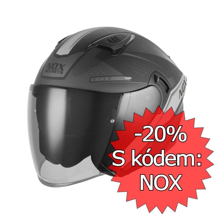 Moto přilba NOX N130 Ekto (černá matná/stříbrná) 2026