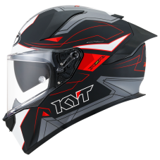 Moto přilba KYT R2R LED (černá/šedá/červená)