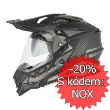 Moto přilba NOX N312 Track (černá matná/stříbrná) 2026