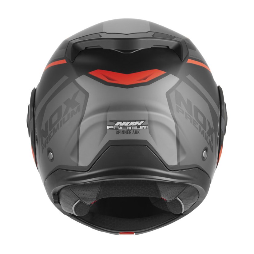 Překlopná přilba na motorku NOX PREMIUM SPINNER ARK (matná černá/červená)