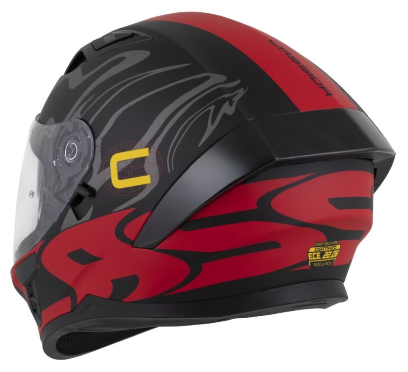 Moto přilba CASSIDA Orbit Multivers (černá/červená/šedá) matná