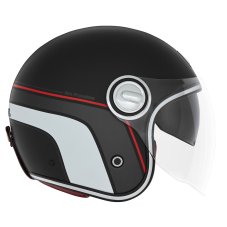 Moto retro přilba NOX PREMIUM Heritage (černá/bílá/červená) mat