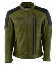 Kožená bunda na motorku RUSTY STITCHES Cooper (zelená/černá)