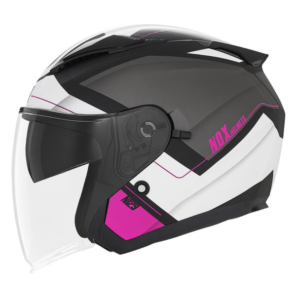 Moto přilba NOX N129 TRIOM Lady (matná černá/bílá/růžová)